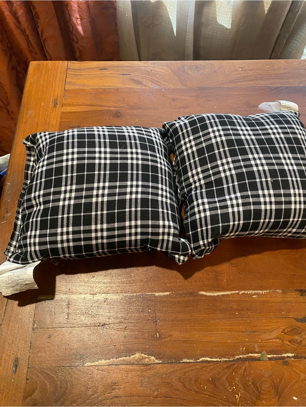 Orthopedic Knee Pillows Black and White Plaid - Set of 2